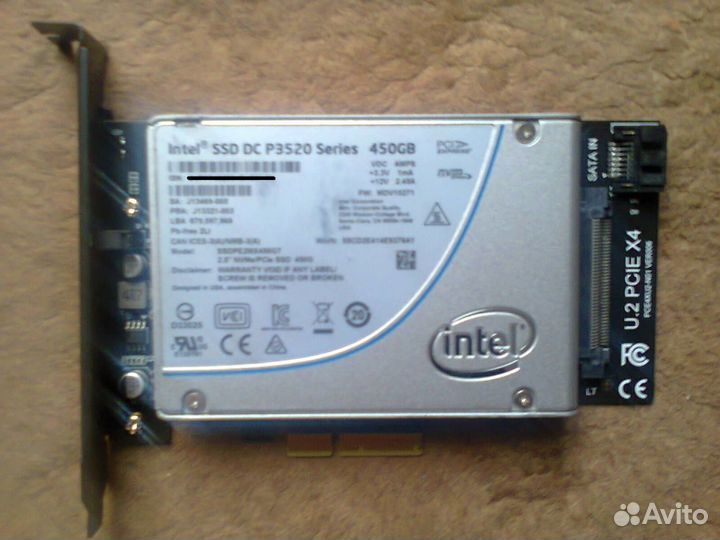 Новый Intel DC P3520 450 Gb U.2 NVMe