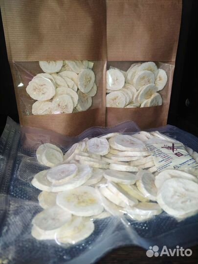 Сублимированные бананы. Сушеные чипсы. Слайсы