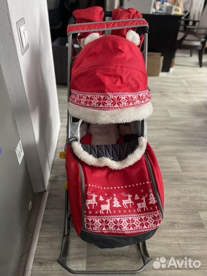 Санки-коляска, зимние на колесах