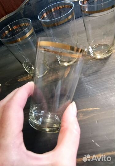 Рюмки - шот стекляные с золотым ободком СССР