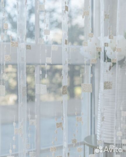 Тюль Мона Айвори готовый на окна пошив