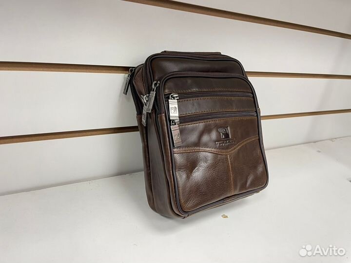 Сумка мужская натуральная кожа через плечо