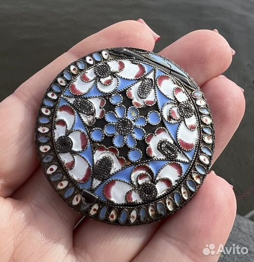 Серебряная антикварная мушница 916 молотобоец