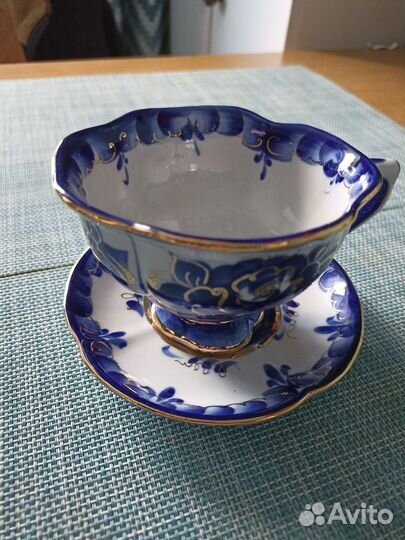 Чайная пара Гжель в золоте