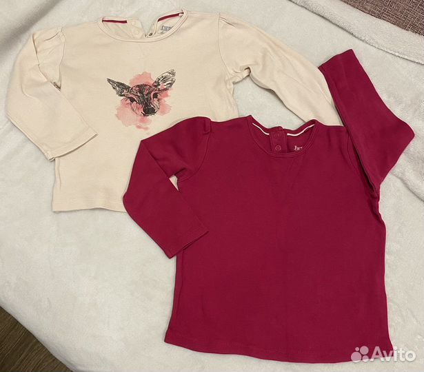 Комплекты: две кофты б/у, новые штанишки 86/92