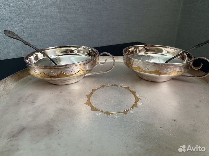 Чайный набор юммет с подносом мельхиор