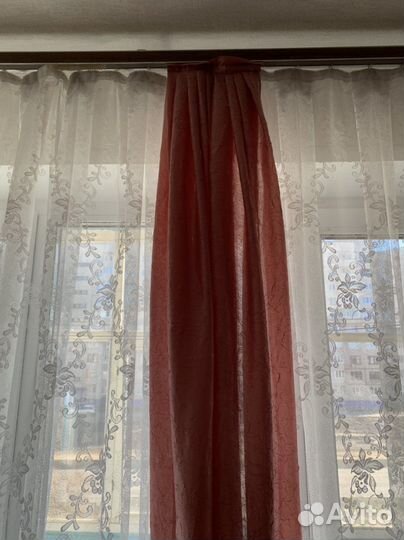 Шторы и ламбрекен.5м.Пепельно розовый жатый шелк