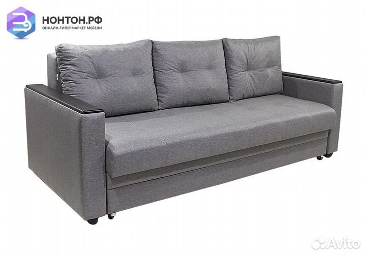 Диван еврокнижка Денвер рогожка серая