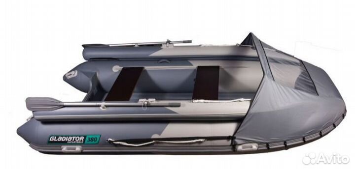 Надувная лодка gladiator E380X Светло-темносерая