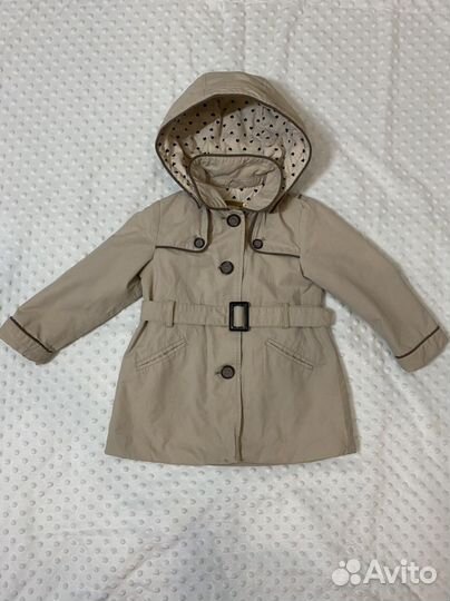 Утепленный тренч для девочки Zara р.86-98