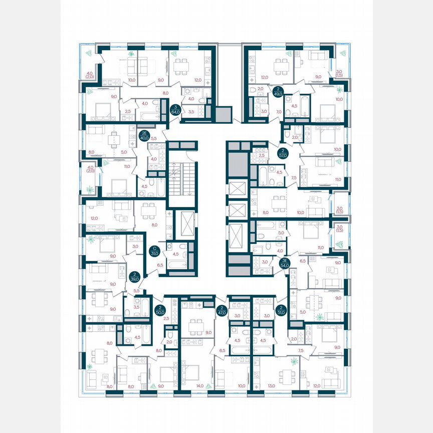 3-к. квартира, 64 м², 25/32 эт.