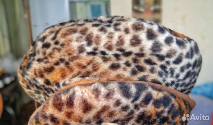 Берет зимний леопардовый