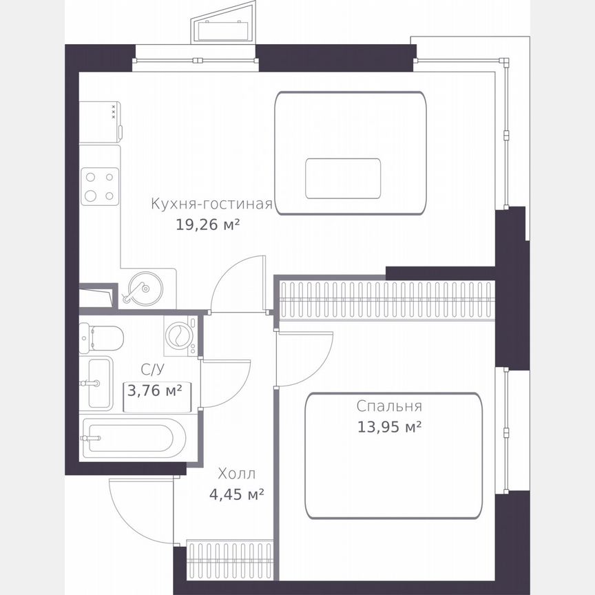 1-к. квартира, 41,4 м², 2/11 эт.