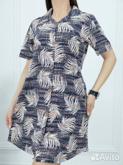 Халат-рубашка женский с листочками