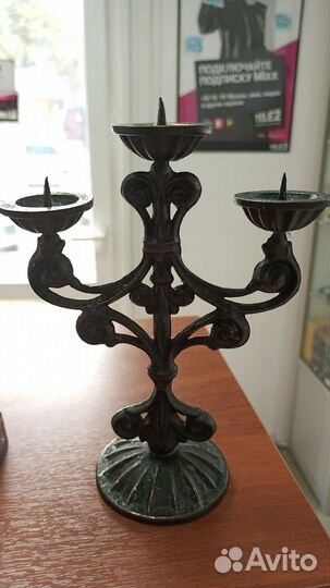 Подсвечник на 3 свечи бронза СССР