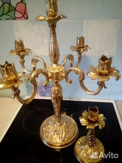 Подсвечники-канделябры латунные, СССР