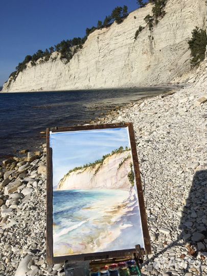 Картина морской пейзаж акварелью Геленджик