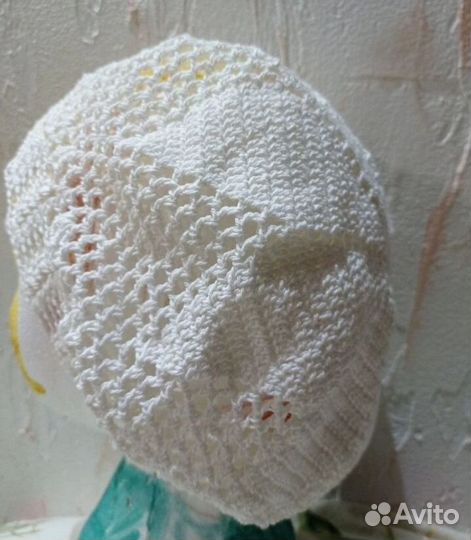Ажурная шапка-сетка кроше летняя, берет