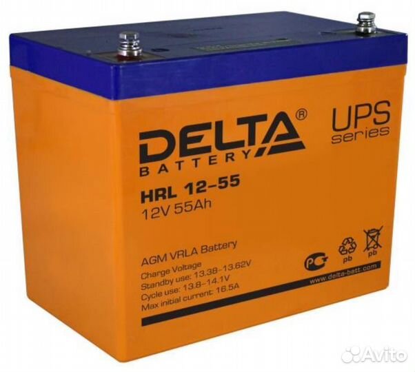 Акб 12V - 55 А/ч Delta HRL