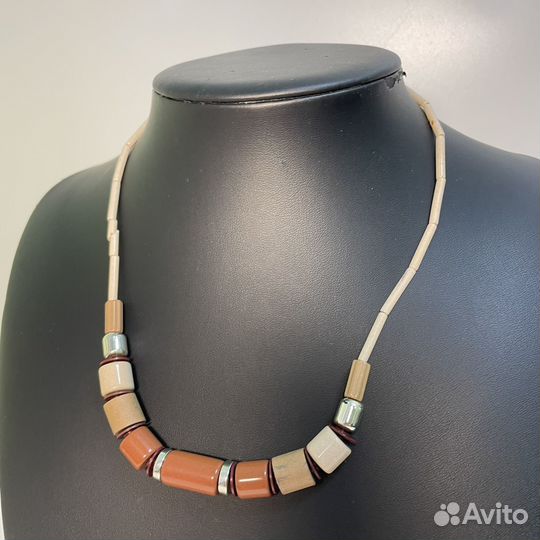 Чешские винтажные бусы колье, Геометрия