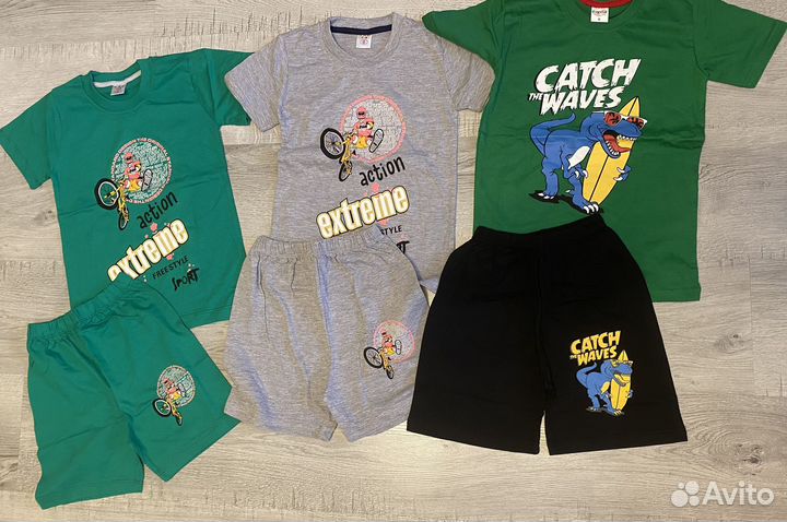Футболка и комплект с шортами 116 новые