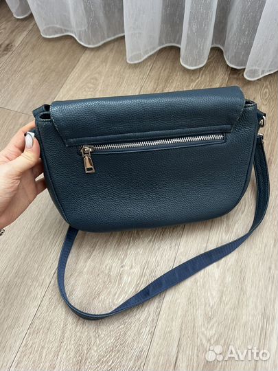 Сумка женская натуральная кожа темно синяя