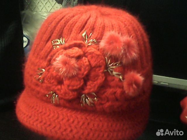 Шапка с шарфом из ангорки