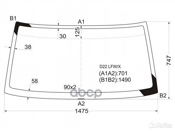 Стекло лобовое Nissan Terrano 86-96 / Datsun 85