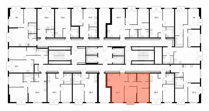 2-к. квартира, 60,7 м², 6/32 эт.