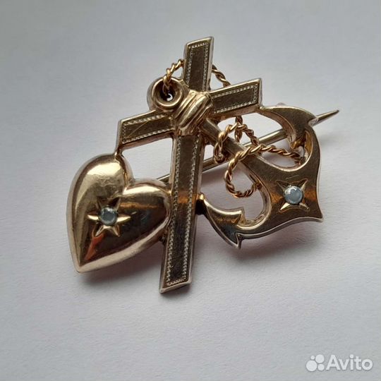 Антикварная брошь Вера Надежда Любовь