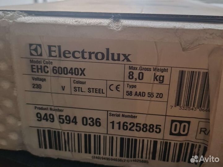 Абсолютно новая варочная панель Electrolux 60040x