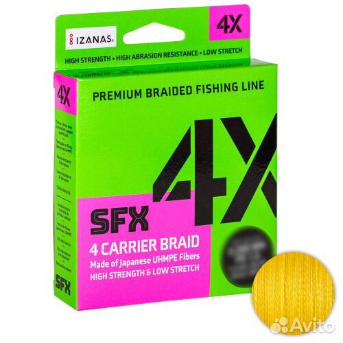 Плетёный шнур Sufix Sfx Braid X4 135м. 0.185мм. Ye