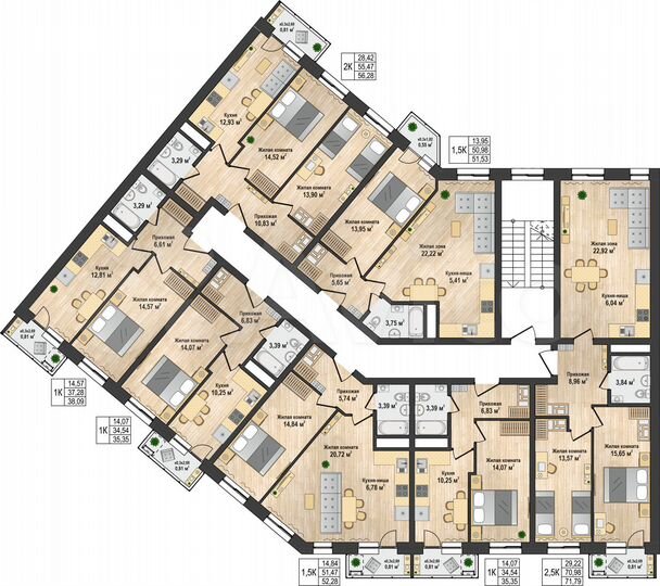 1-к. квартира, 38,1 м², 3/5 эт.