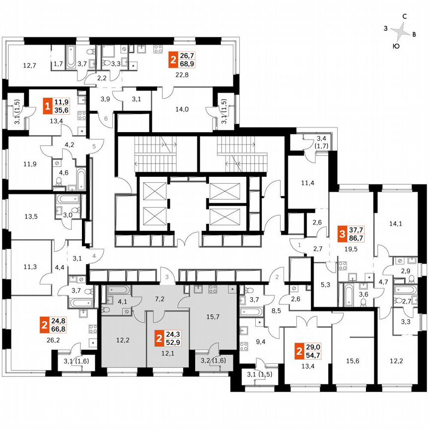 2-к. квартира, 52,6 м², 34/34 эт.