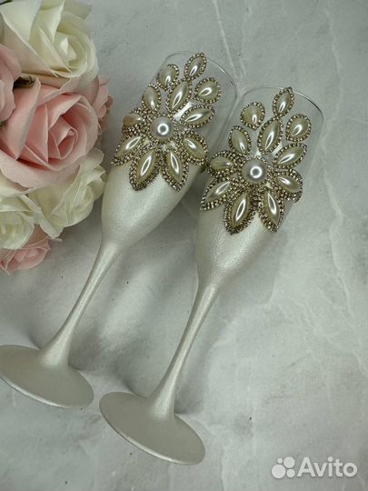 Свадебные бокалы ручной работы