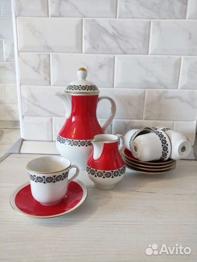 Кофейный сервиз фарфоровый, гдр, 1960-70 годов