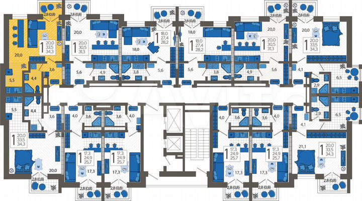 1-к. квартира, 34,3 м², 4/12 эт.