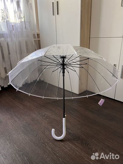 Зонт трость прозрачный