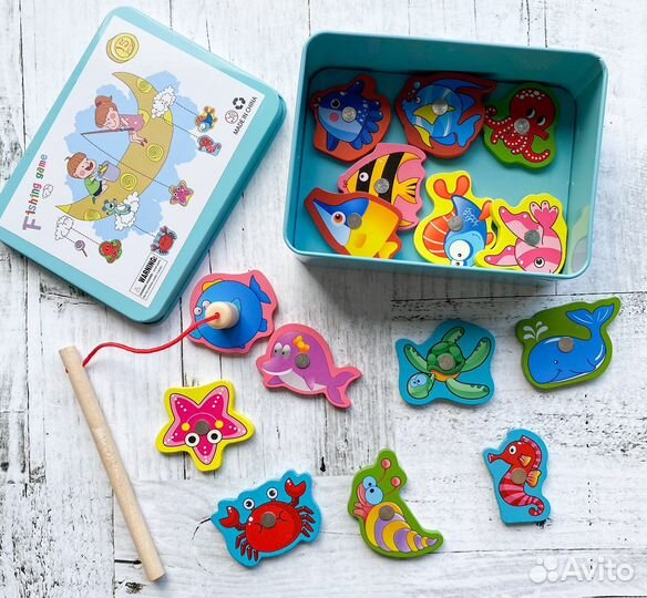 Магнитная рыбалка деревянная детская