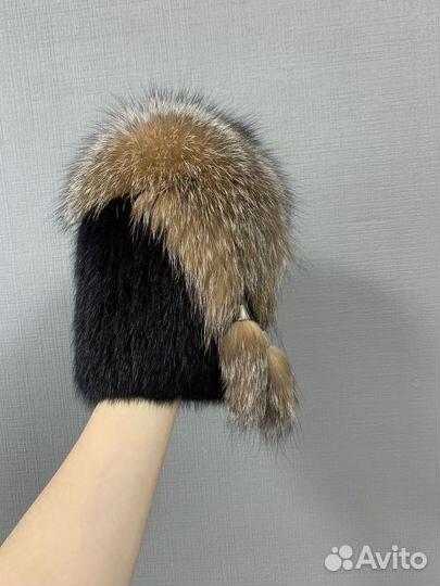 Шапка зимняя норковая женская