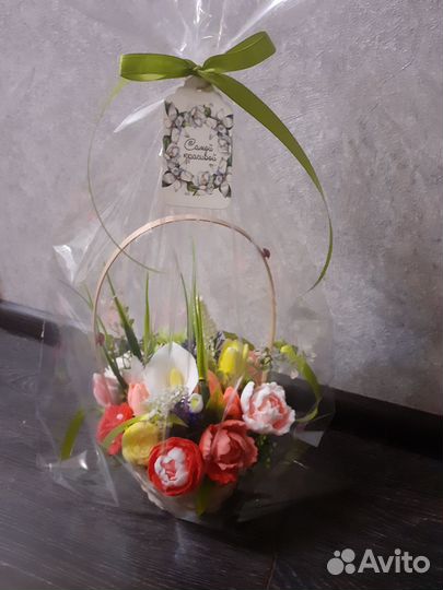 Букет пионы из мыла