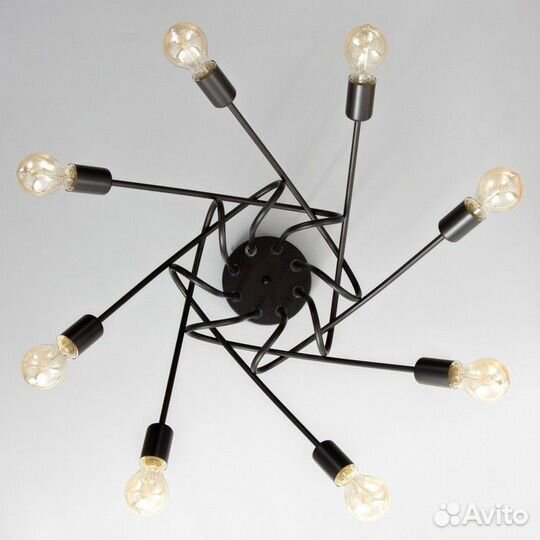 Люстра 'Узел' E27 8х40Вт черный 97х97х48 см
