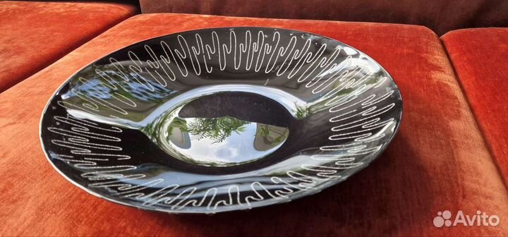 Тарелка декоративная. Керамика. Черная