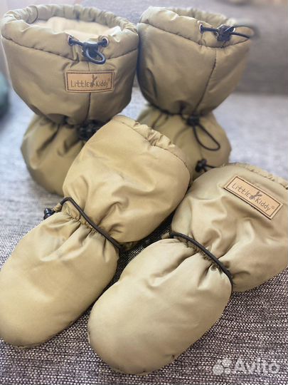 Пинетки и варежки без пальчика зимние