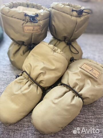 Пинетки и варежки без пальчика зимние