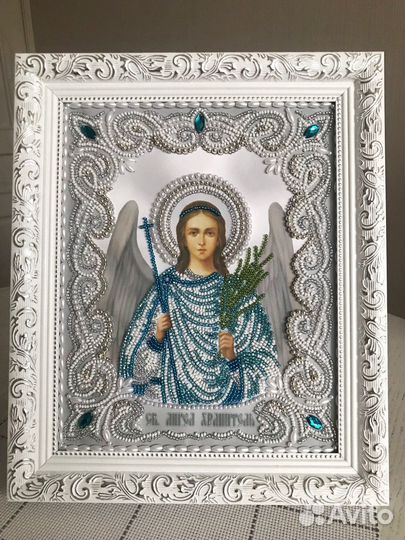 Икона Ангел Хранитель бисером на Крещение