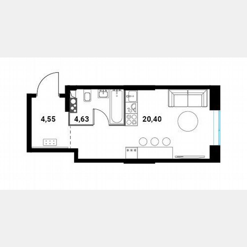 Квартира-студия, 29,6 м², 12/28 эт.