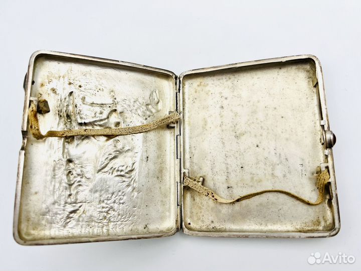 СССР. Портсигар Собаки на охоте. Серебрение