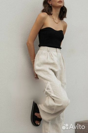 Брюки палаццо лен