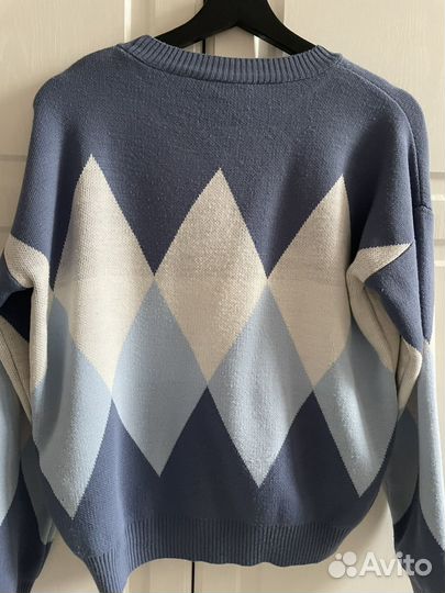 Джемпер свитер женский 42 голубой с узором